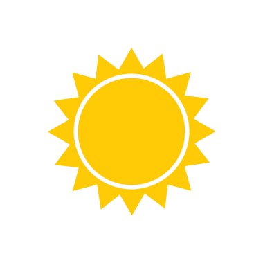 Güneş düz ikon vektörü. Yazın çekilen resim. Güneş ışığı sembolü. Web sitesi tasarımı, web düğmesi, mobil uygulama illüstrasyonu 