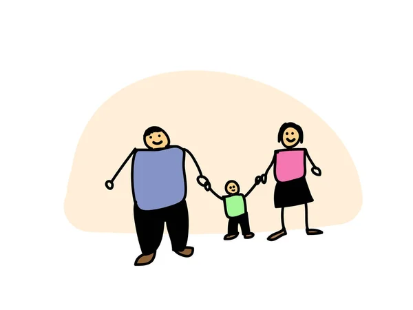 Vater Mutter Und Sohn Hand Hand Glücklicher Familientag Vektor Illustration — Stockvektor