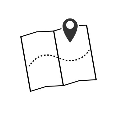 Map pointer icon vector illustration. GPS location symbol with with pin pointer for graphic design, logo, website, social media, mobile app, ui