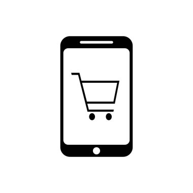 Mobile phone or smartphone with cart icon vector Online shopping concept. for graphic design, logo, website, social media, mobile app, ui illustration