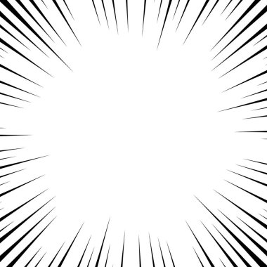 Çizgi roman beyaz ve siyah radyal çizgiler arka plan. Süper kahraman eylemi, patlama arkaplanı, manga hız çerçevesi, vektör illüstrasyonu 