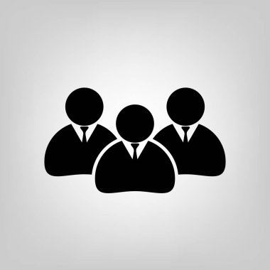 Düz stil ikon vektörü. Takım çalışması sembolü. Bir grup insan web sitesi tasarımı, logosu, uygulaması ve UI için imza atıyor. resimleme