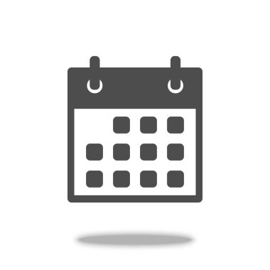Takvim vektör simgesi gri arka plan üzerinde izole düz stilde. Senin web sitesi tasarımı, logo, app, Kullanıcı arabirimi için. Vektör çizim