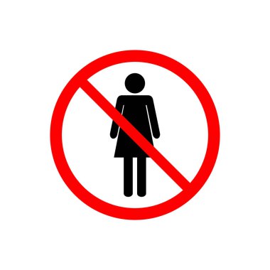 No access, no entry, prohibition sign with woman vector icon for graphic design, logo, website, social media, mobile app, ui illustration