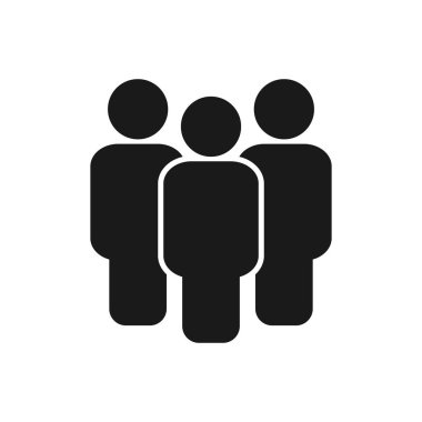 Düz stil ikon vektörü. Takım çalışması sembolü. Bir grup insan web sitesi tasarımı, logosu, uygulaması ve UI için imza atıyor. resimleme