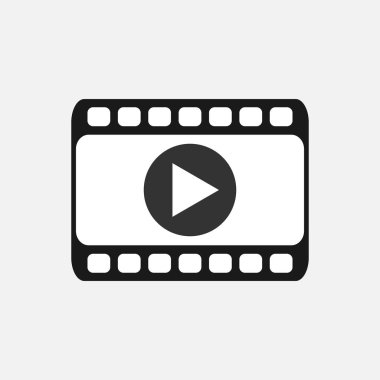 Video film şerit vektör simgesini oynat. Web sitesi tasarımın için, logo, uygulama, UI. Vektör illüstrasyonu
