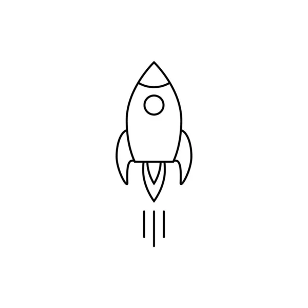 Rocket ship with fire outline vector icon business startup concept space travel symbol for graphic design, logo, web site, social media, mobile app, ui illustration