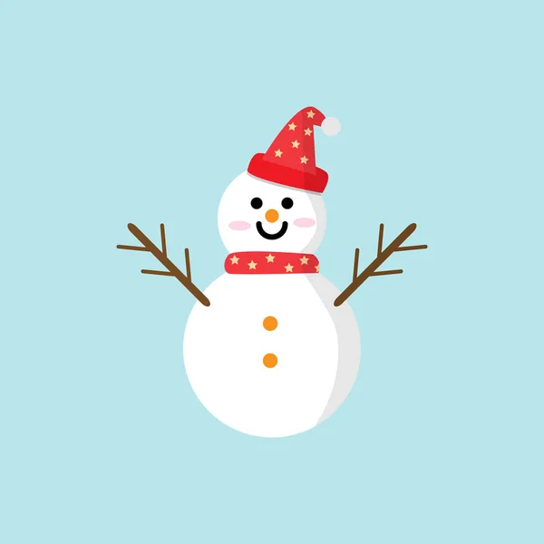 Sneeuwpop Pictogram Vector Illustratie Platte Stijl Kerst Nieuwjaar Elementen Voor — Stockvector