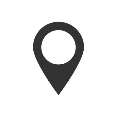 Grafik tasarımı, logo, web sitesi, sosyal medya, mobil uygulama, ui için pin noktası, konum haritası vektörü simgesi