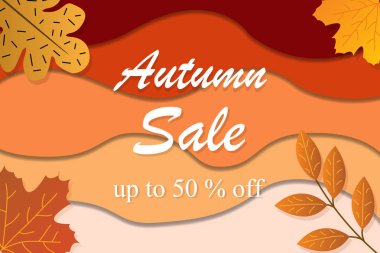 Alışveriş satışı, promo poster, web banner şablon illüstrasyon için sonbahar satış vektör