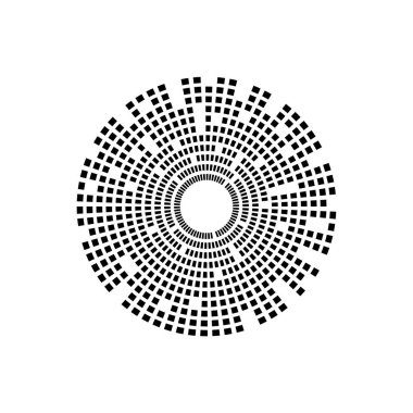 Soyut ekolayzır müzik ses dalgası çember vektör simgesi. logo tasarımı, yuvarlak satır simgesi, daire ögesi, element arkaplanı, illüstrasyon