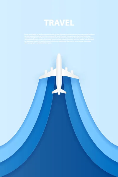 Aimez Voyager Avion Volant Avec Ciel Bleu Espace Copie Concept — Image vectorielle