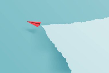 Kağıt uçak başarı hedefi vektör iş finansal kavram başlatmak, liderlik, yaratıcı fikir sembolü kağıt sanat tarzı gitmek