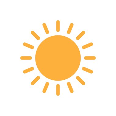 Güneş düz ikon vektörü. Yazın çekilen resim. Güneş ışığı sembolü. Web sitesi tasarımı, web düğmesi, mobil uygulama illüstrasyonu