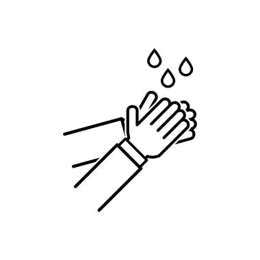 Grafik tasarım, logo, web sitesi, sosyal medya, mobil uygulama, ui illüstrasyon için temiz taslak vektörü tutmak için ellerini yıka / yıka