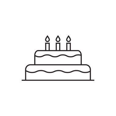 Grafik tasarım, logo, web sitesi, sosyal medya, mobil uygulama, ui illüstrasyon için üç mum ile doğum günü pastası ikonu doğum günü kutlaması