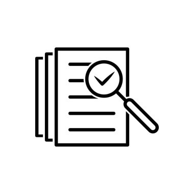 Denetim simgesi vektör büyüteç denetleme gibi. Hizmet eleştiri sürecini, grafik tasarımı, logo, web sitesi, sosyal medya, mobil uygulama, ui için inceleme planını doğrula