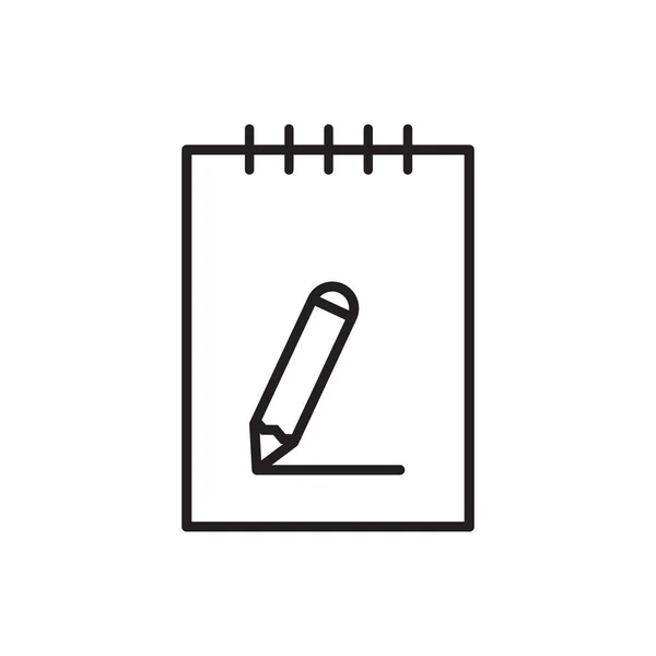 Desk Notepad Paper Pencil Outline Icon Vector Graphic Design Logo — Stock Vector