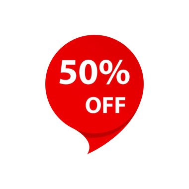 % 50 indirimli indirim etiketi simgesi kırmızı etiket indirimi grafik tasarım, logo, web sitesi, sosyal medya, mobil uygulama, ui illüstrasyon için fiyat etiketi