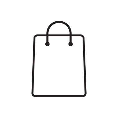 Alışveriş çantası ana hatları simgesi vektörü grafik tasarım, logo, web sitesi, sosyal medya, mobil uygulama, illüstrasyon için beyaz arkaplan izole