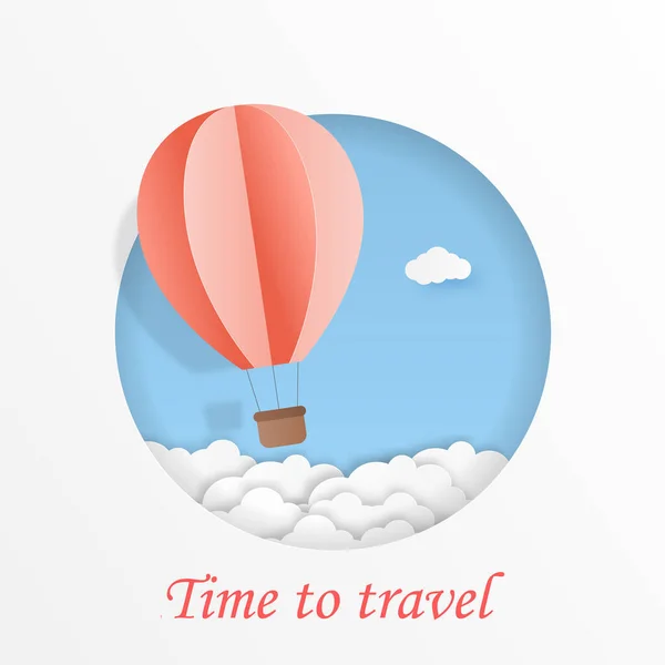 Seyahat Zamanı Mavi Gökyüzünde Uçan Balon Hava Taşıma Konsepti Vektör — Stok Vektör