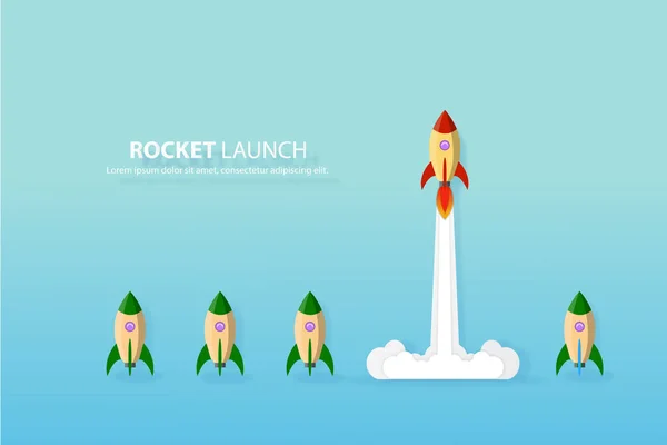 Gondolj Másképp Rakéta Repül Égbe Mozog Siker Életben Koncepció Bátorság — Stock Vector