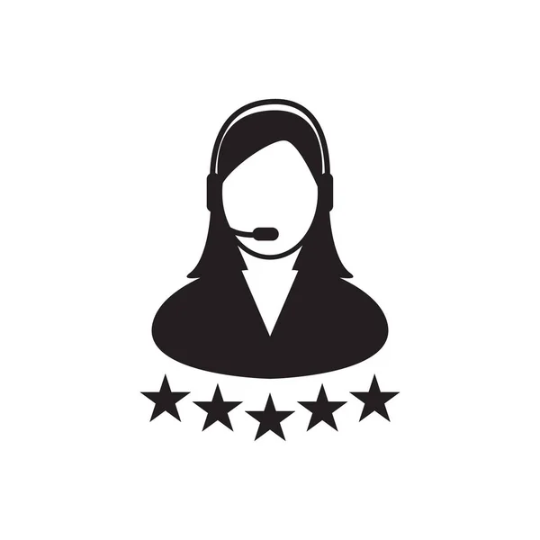 Fünf Sterne Kundenservice Symbol Vektor Premium Produkt Qualitätsbewertung Flaches Logo — Stockvektor