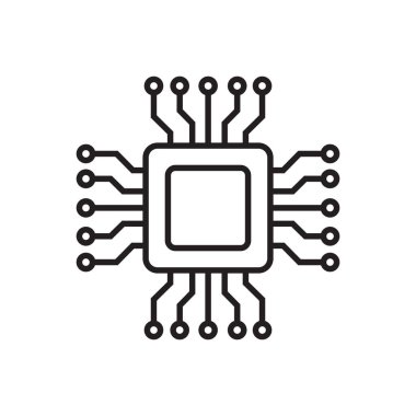 Grafik tasarım, logo, web sitesi, sosyal medya, mobil uygulama, ui illüstrasyon için işlemci çip vektör simgesi