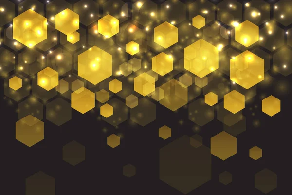 Abstract Black Gold Hexagon Shiny Background Illustration — Stock Photo, Image