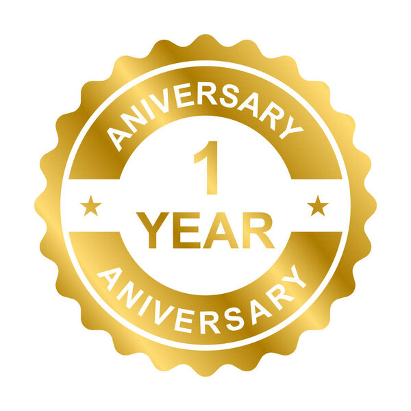 1 year anniversary gold icon vector for graphic design, logo, website, social media, mobile app, UI illustration
