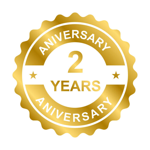2 year anniversary gold icon vector for graphic design, logo, website, social media, mobile app, UI illustration