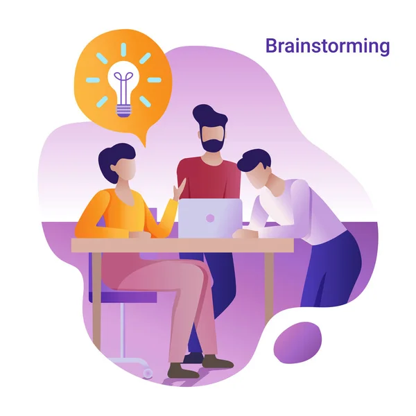 Έννοια Brainstorming Ομάδα Ανθρώπων Κατέχει Μια Συζήτηση Εργασίας — Διανυσματικό Αρχείο