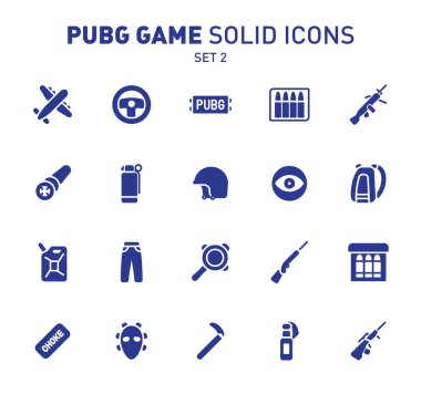 Pubg oyun karakteri simgeler. Vektör çizim mücadele imkanları. Sağlam tasarım