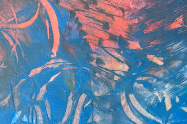 soyut boyama, incaustic mavi turuncu