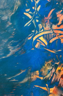 soyut boyama, incaustic mavi turuncu