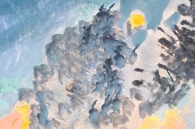 abstract painting, detail part of summer landscape 