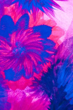 abstract painting, gaudy  flowers, intense colors clipart