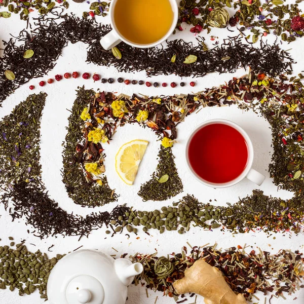 word tea made from different variety of tea. Tea concept