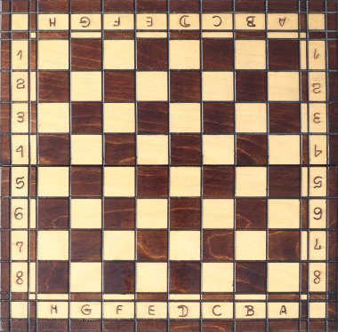 Rakamlar ve harflerle klasik ahşap satranç tahtası