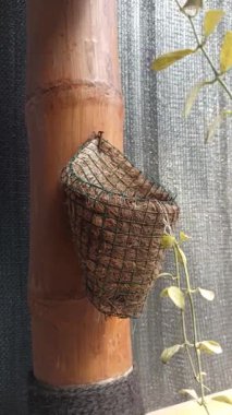 Hindistan cevizi lifinden yapılmış tencere kaplaması, çevre dostu ve doğal malzeme, kırsal ve sürdürülebilir bitki desteği sunuyor.