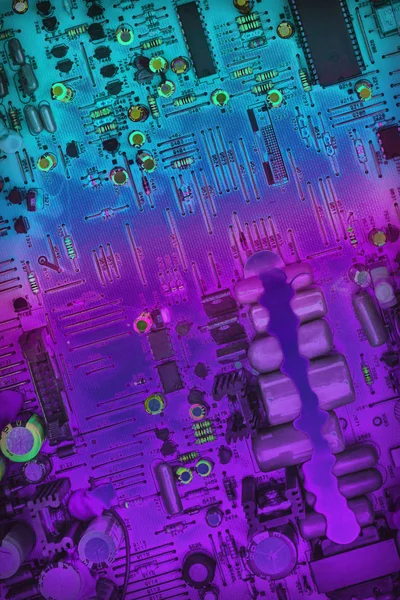 Circuit Board Multicolored Vignette Background — Stock Photo, Image