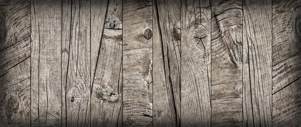 Oude verweerde gebarsten geknoopte grenen houten vloer vignet Grunge Texture Detail — Stockfoto