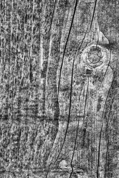 Mid grijze oude verweerde rotte gebarsten geknoopte ruwe Pinewood paneel Grunge oppervlaktetextuur Detail — Stockfoto