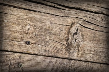 Rusty Phillips vida ile eski yıpranmış kırık düğümlü çam ahşap döşemeler Vignette Grunge doku detay gömülü