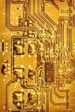 Microcircuit Anakart Altın Renkli Detay Vignette Arka Plan