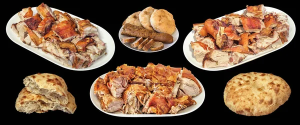 Plateful of Gourmet Spit Roasted Pork Meat Slices with Tradition