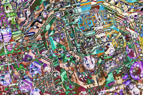 Computer Electronic Microcircuit Motherboard Detail Multicolored