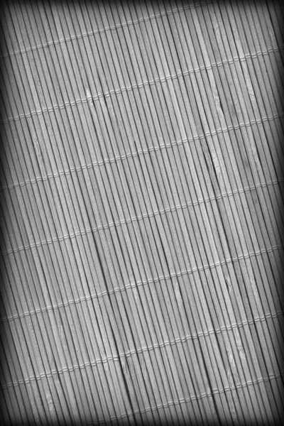 Alta resolução cinza bambu lugar tapete rústico ripado entrelaçado grosseiro vinheta fundo textura — Fotografia de Stock