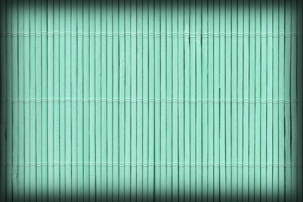 Alta resolução turquesa bambu lugar tapete rústico ripado entrelaçado grosseiro Vignette fundo textura — Fotografia de Stock