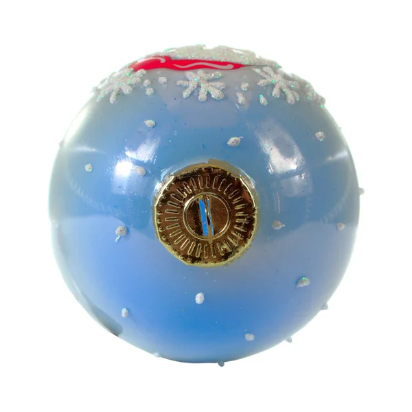 Brinquedos Natal Bola Azul Com Padrão Papai Noel Vista Superior — Fotografia de Stock